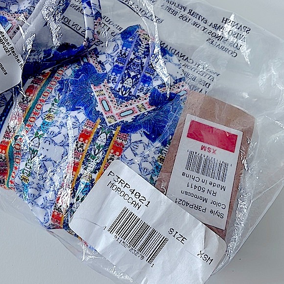 Rachel Roy tanga 1 string bikini bottom Moroccan blue orange white multi XSorM - Picture 4 of 13